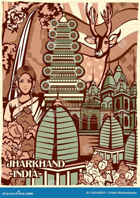 Colorful Cultural Display of State Jharkhand in India Stock Vector ...