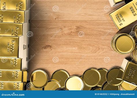 Gold coins and gold bars stock illustration. Illustration of coin ...