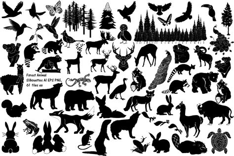 Forest Animal Silhouettes AI EPS PNG (279174) | Illustrations | Design ...