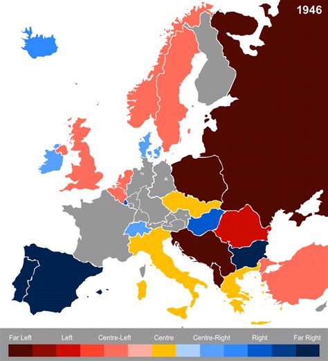 couleur politique des gouvernements au pouvoir dans les pays d'Europe de 1946 à 2017 - Bretzel ...