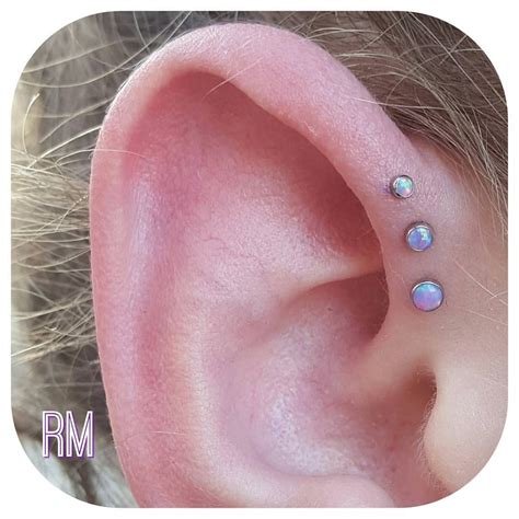 Fresh triple forward helix with lavender opal tops. Upper Ear Earrings, Gold Heart Stud Earrings ...