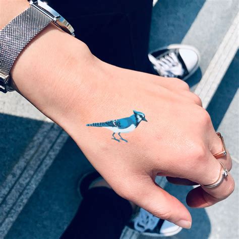 Blue Jay Bird Temporary Tattoo Sticker (Set of 2) Ankle Tattoo Small, Small Wrist Tattoos, Hand ...