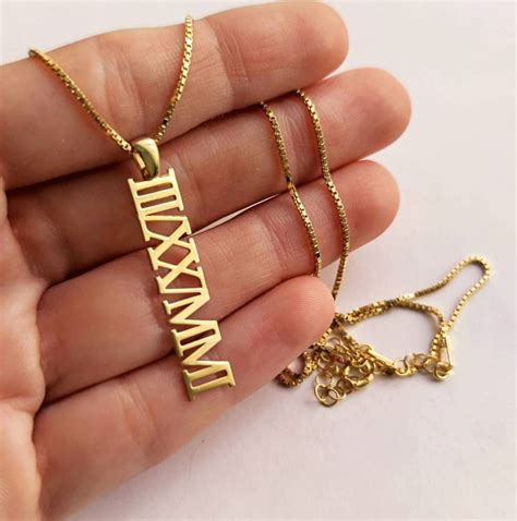 Personalized Roman Numerals Necklace, Roman Numeral Pendant, Birth Year ...