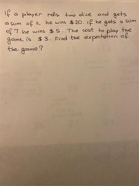 Solved If a player rolls two dice and gets a sum of 11 , he | Chegg.com