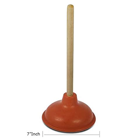 Large 7" Toilet Plunger Precision Pressure Bathroom Suction Cup with Long Wooden Handle Fix ...