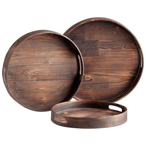 Round Wooden Tray With Handles