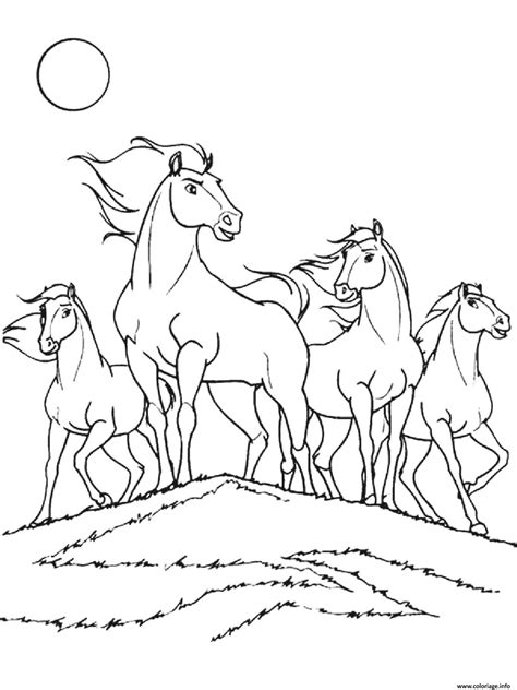 Coloriage chevaux spirit cheval mustang sauvage amerique du nord - JeColorie.com