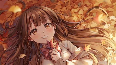 Wallpaper girl, leaves, autumn, anime hd, picture, image
