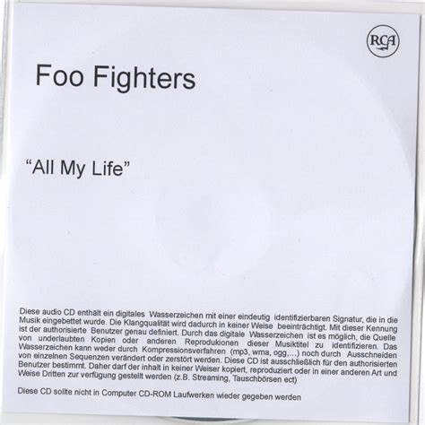 Foo Fighters - All My Life (CDr, Single, Promo) | Discogs