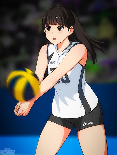 ANIME ART anime girl playing sports. . .sports uniform. . .volleyball ...