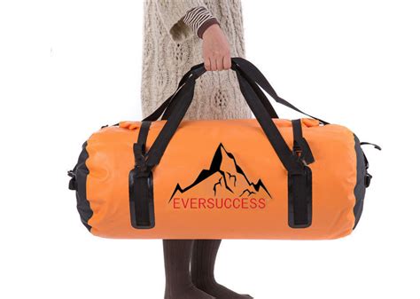 60L Orange Extra Large Sports Duffel Bag Waterproof Barrel Bag Holdall ...