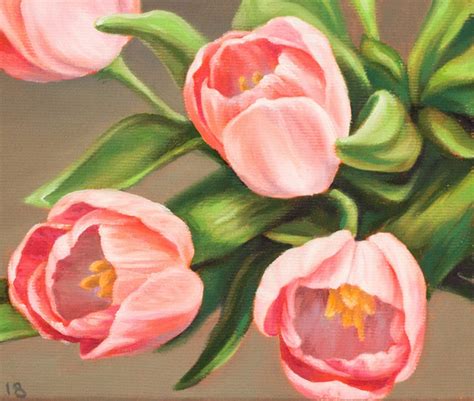 Pink tulips Oil painting on canvas Floral painting Small | Etsy