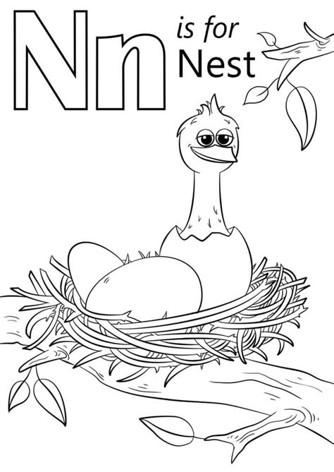 Nest Letter N Coloring Page - Free Printable Coloring Pages for Kids