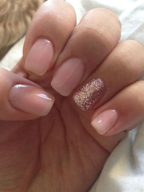 Pink with champagne glitter gel #shorties LOVE! | Glitter gel nails, Nail designs glitter ...