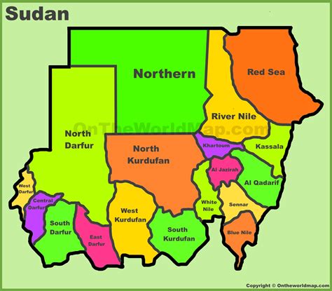 Administrative divisions map of Sudan