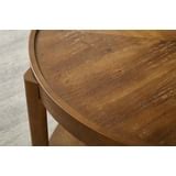 Gexpusm 32" Round Coffee Table, 2-Tier Wood Coffee Table with Storage ...