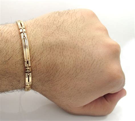 Mens Baraka 18K Rose Gold Solid Tube Diamond Bracelet 0.42CT | Mens bracelet gold jewelry, Mens ...