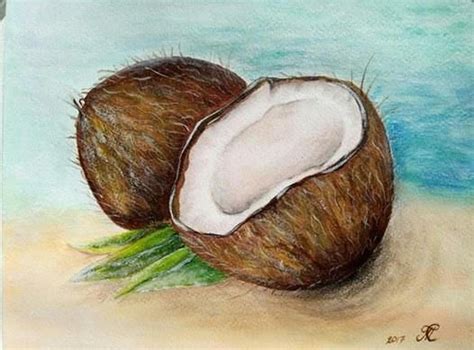 Coconut painting, original acrylic painting, wall art, kitchen decor ...