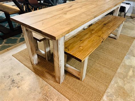 Rustic Farmhouse Dining Table Set With Bench : Rustic Farmhouse Table Set With Chairs And Bench ...