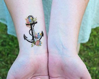 Floral Anchor temporary tattoo - Anchor, Sea life, Vintage, Tattoo, Flower… | Tatuajes de anclas ...