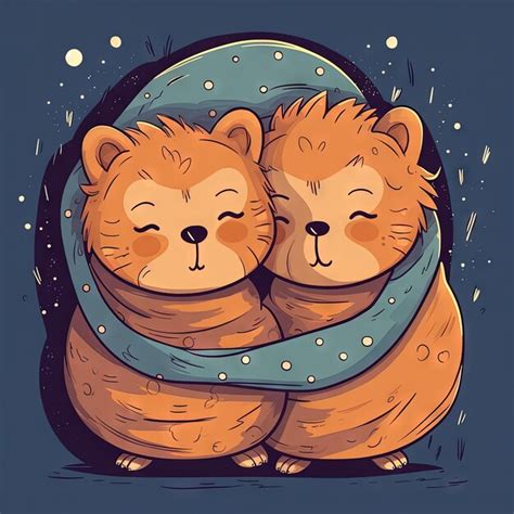 Premium AI Image | Sleeping Lion Cubs Cuddled Under Starry Blanket