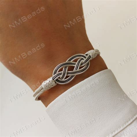 Celtic Love Knot Infinity Bracelet, Fine Silver Hand Braided Bracelet, Woven Wire Timeless OOAK ...