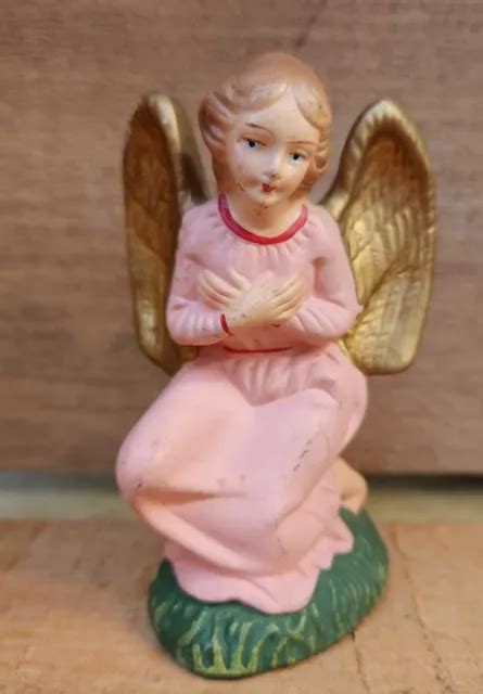 VINTAGE JAPAN PAPER Mache Christmas Nativity Figure - Kneeling Angel 3-1/2" $12.99 - PicClick