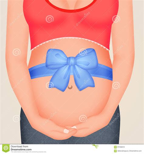 Blue Ribbon On Pregnant Women Royalty-Free Stock Photography | CartoonDealer.com #97406819