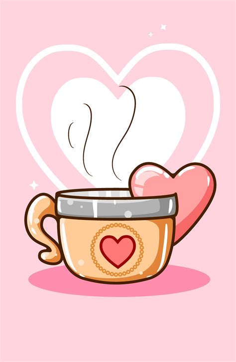 Cute tea with love cartoon illustration 2156878 Vector Art at Vecteezy