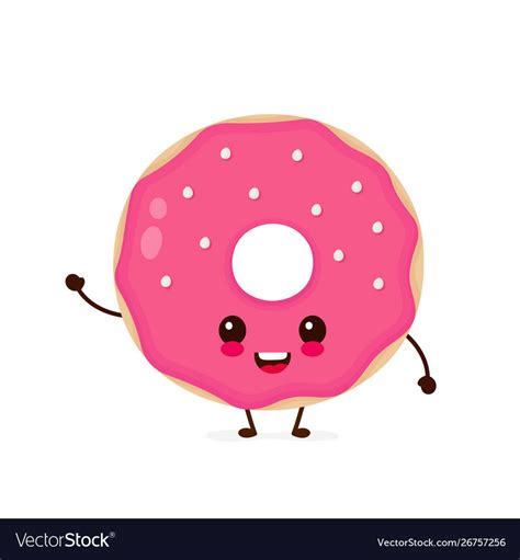 Happy cute smiling donut vector image on VectorStock in 2020 | Donut vector, Character ...