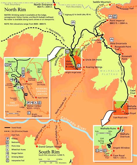 Grand Canyon North Rim trail map - Ontheworldmap.com