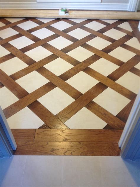 Wood and tile basket weave pattern | Wood floor design, House flooring ...