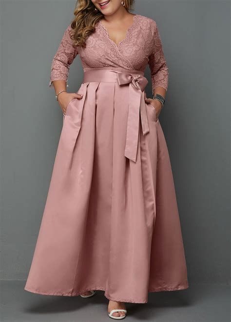 V Neck Plus Size Lace Panel Dress | Rotita.com - USD $36.87 | Plus size ...