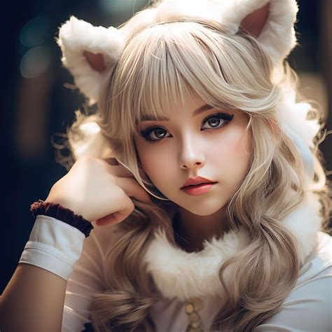 Premium Photo | Beautiful cute anime girl cosplay catgirl