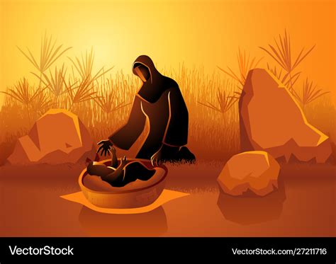 Jochebed put moses in nile Royalty Free Vector Image