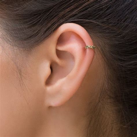 Gold Cartilage Earrings, Cartilage Ring, Cartilage Hoop, Earings Piercings, Double Cartilage ...