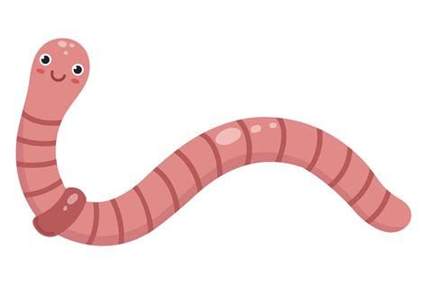 Cartoon Worm Character. Happy Face Anima Gráfico por ladadikart · Creative Fabrica