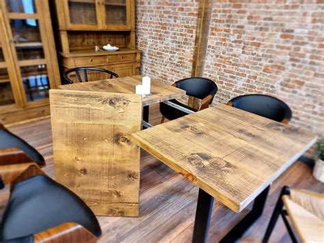 Rustic Extendable Dining Table Kitchen Industrial Rustic Wood