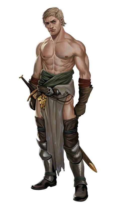 Male Human Shirtless Barbarian Fighter - Pathfinder PFRPG DND D&D d20 ...