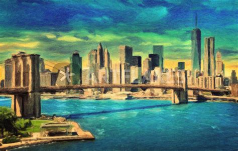 "New York City Skyline" Painting art prints and posters by zapista - ARTFLAKES.COM