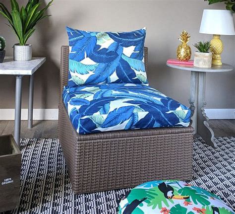 Blue IKEA OUTDOOR Palm Leaves Slip Cover, Ikea Cushion Covers, Custom ...