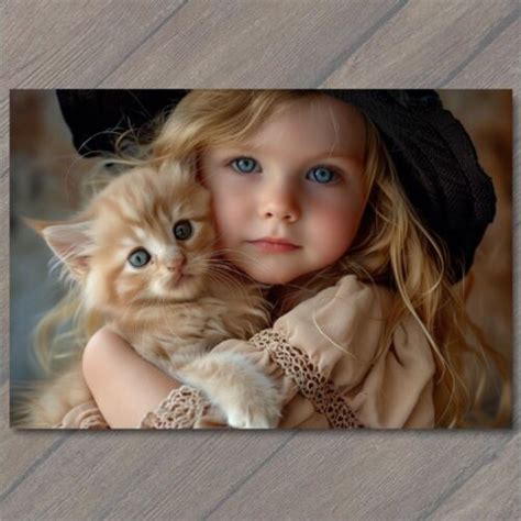 8.5x11" Girl Cat Blue Eyes Pet Old Vibe Unusual Cute Beautiful Strange Fun | eBay