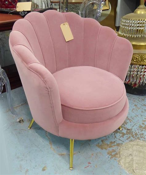 FRENCH ART DECO STYLE SIDE CHAIRS, a pair, pink velvet, shell design, 85cm H. (2)