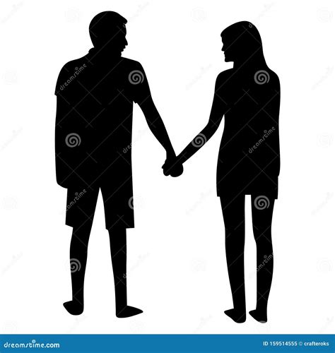 Couple Silhouette Kissing, Hugging, Holding Hands Stock Illustration - Illustration of kissing ...