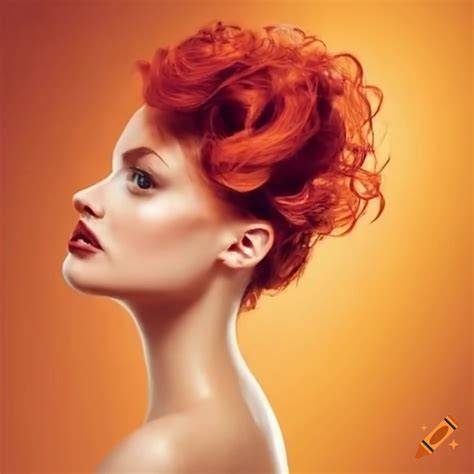 Woman with orange frizzy hair going up on Craiyon