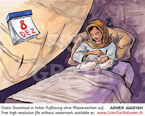 Kirchenfeiertag Maria Empfaengnis unbefleckte 8 Dezember — www.Live-Karikaturen.ch