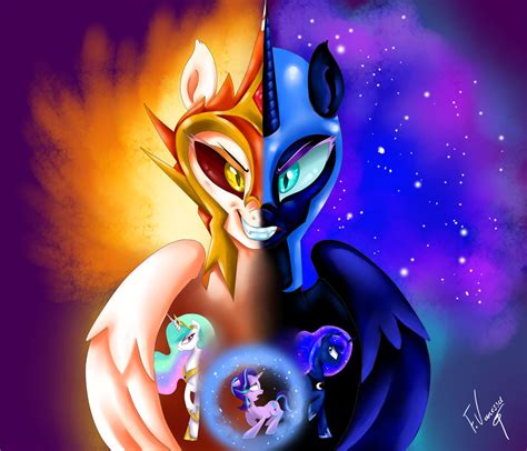 Daybreaker and Nightmare Moon by vanezaescobedo on DeviantArt