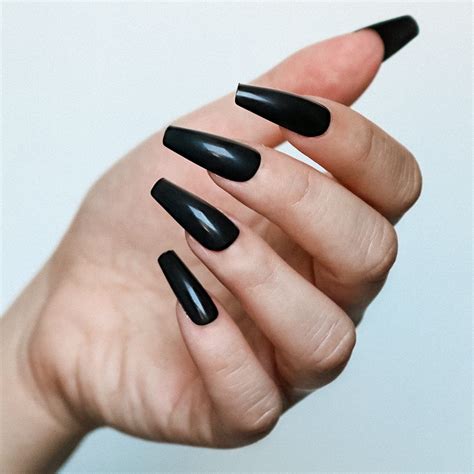 Black Coffin Acrylic Nails