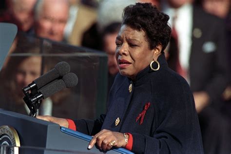 Maya Angelou delivers her poem at the inaugural ceremonies for ...