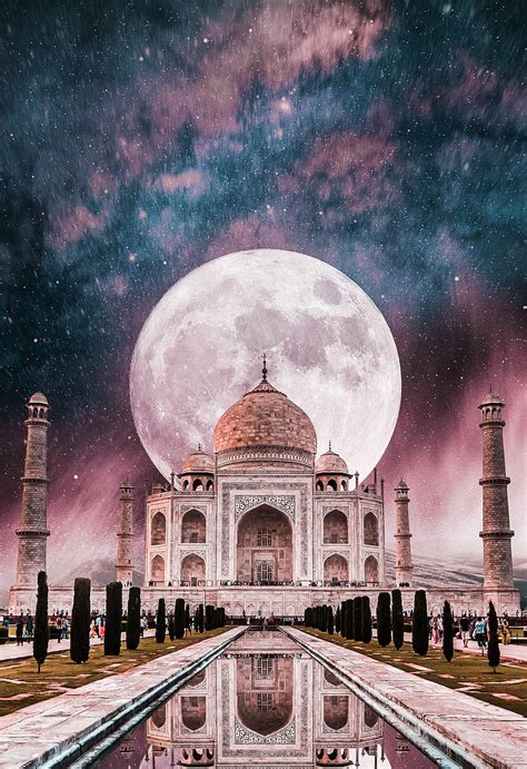 THE TAJ MAHAL, agra, cool, history, moon, night, pink taj mahal, place ...